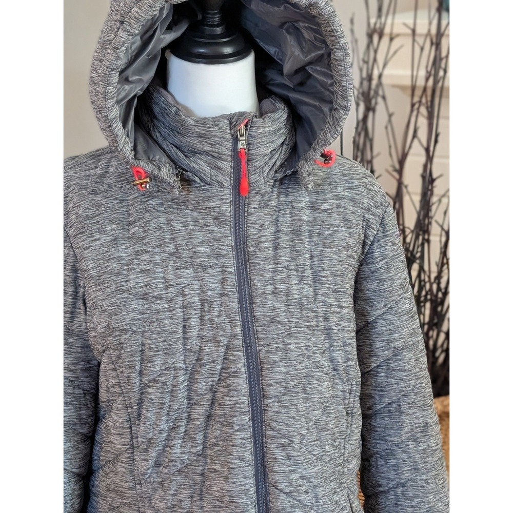 Tek Gear Gray Space Dye Hooded Winter Puffer Jacket Women's Size L